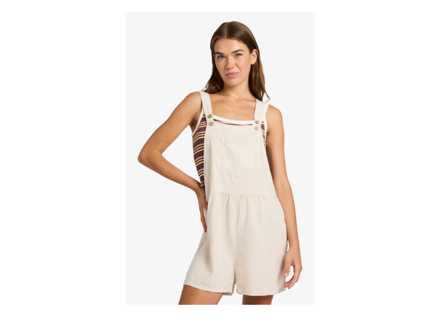 Roxy Easy Isle Mini – Short vaquero con peto Beige Mujer