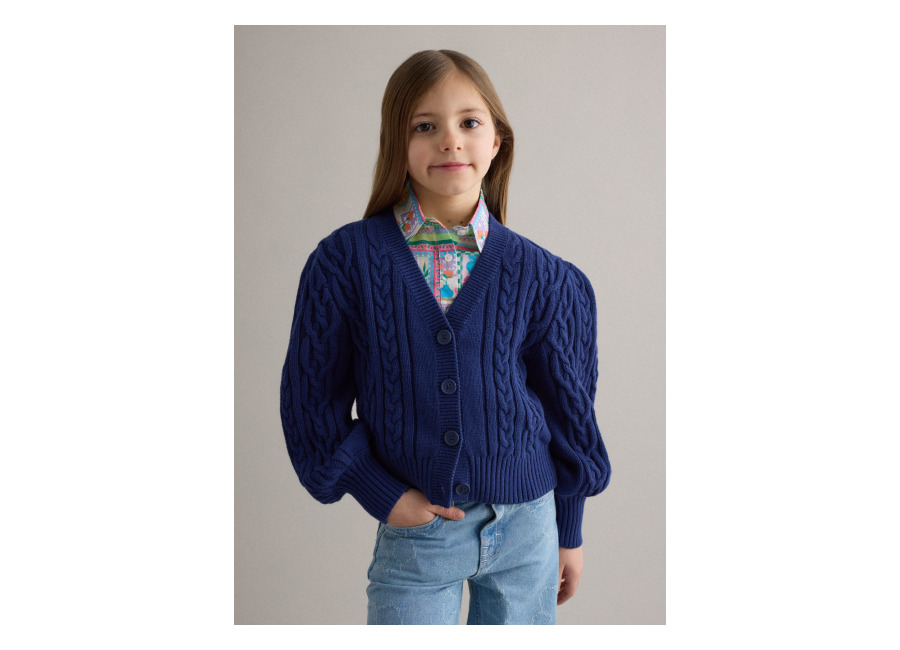 Piombo KIDS Cárdigan Azul De Algodón Puro Para Niñas Regular Fit Con Cuello V Profundo, Niña, Blu Bluette, Talla: 10