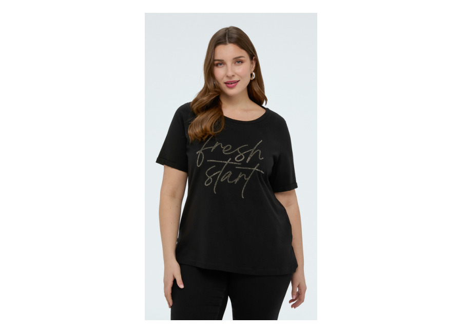 Fiorella Rubino Camiseta con letras de stras