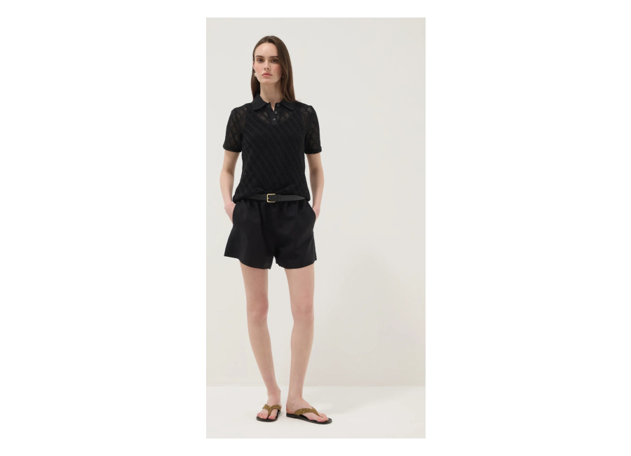 Ovs Short Negro De Mezcla De Lino Y Viscosa Con Cintura Elástica, Corte Regular, Mujer, Negro, Talla: 34