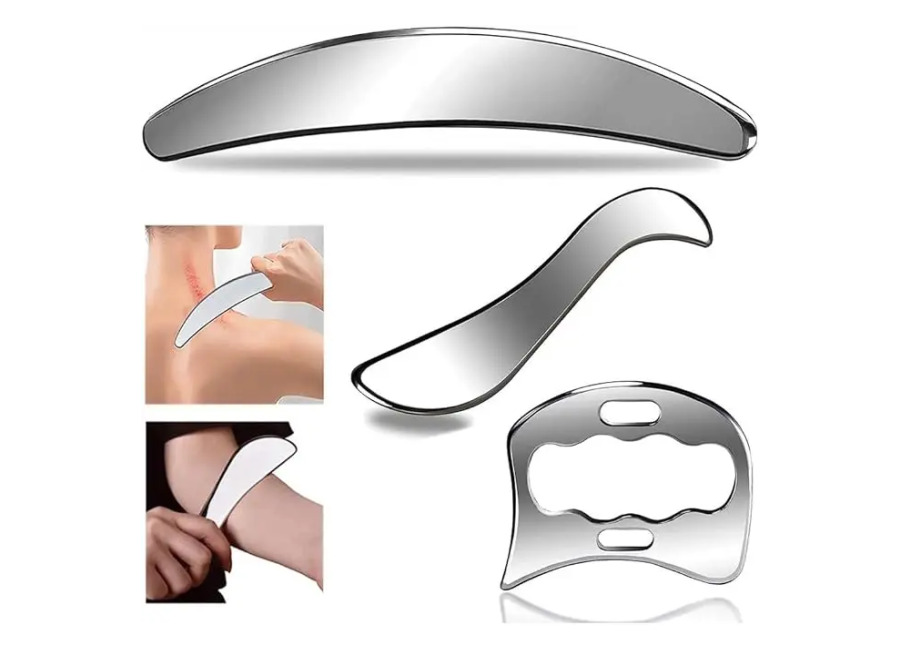 Juego de 3 Tablas de Raspado Gua Sha de Acero Inoxidable, Herramientas de Masaje de Fisioterapia…