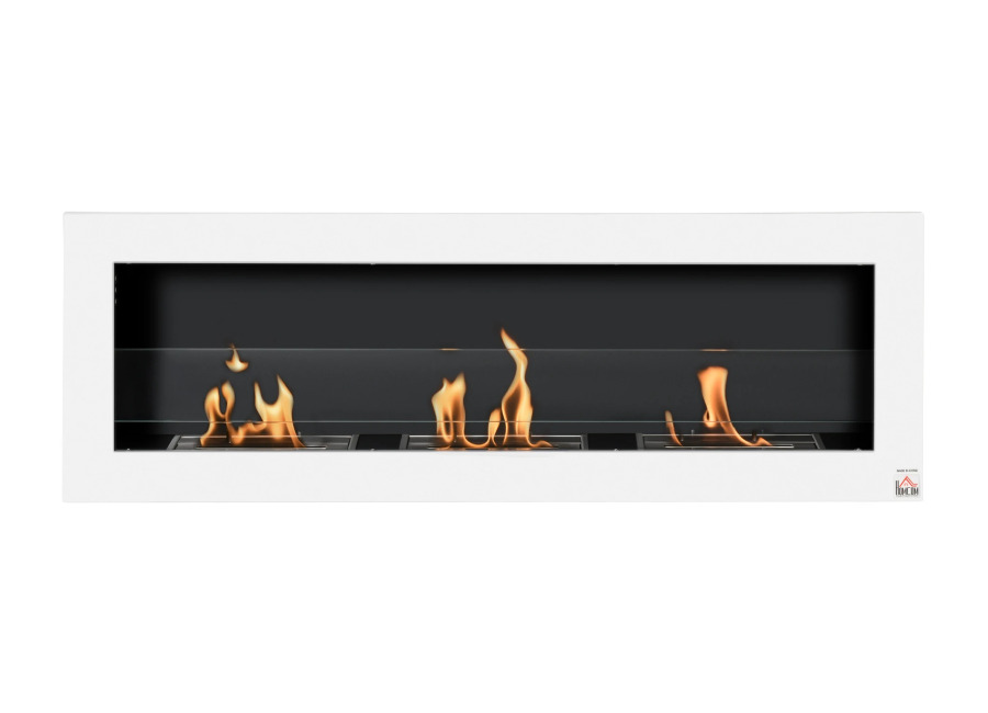 HOMCOM Chimenea de bioetanol empotrada en pared, 3 quemadores, 3 L en total, aproximadamente 3 h…