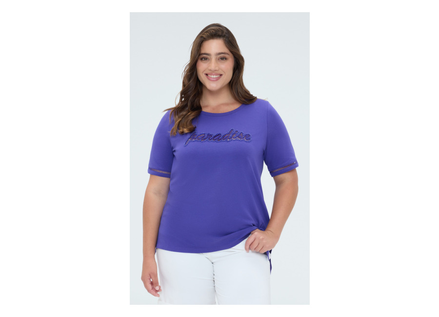 Fiorella Rubino Camiseta de algodón con letras de lentejuela