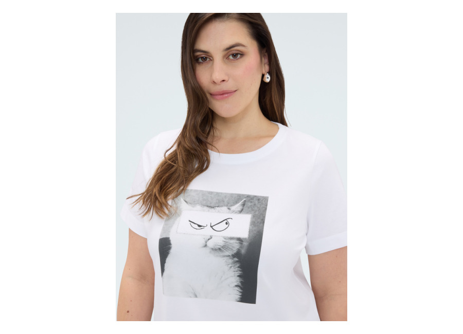 Fiorella Rubino Camiseta de algodón con estampado de gato