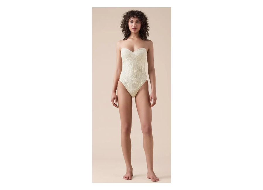 Calzedonia Bañador Una Pieza Sequin Net Mujer Blanco Tamaño