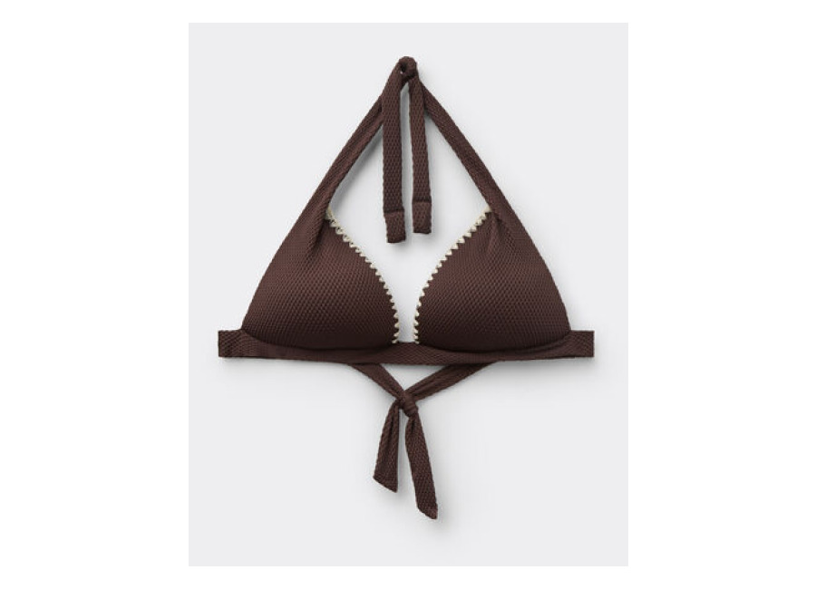 Calzedonia Bikini Triángulo Relleno Bicolor Embroidery Mujer Marrón Tamaño 1