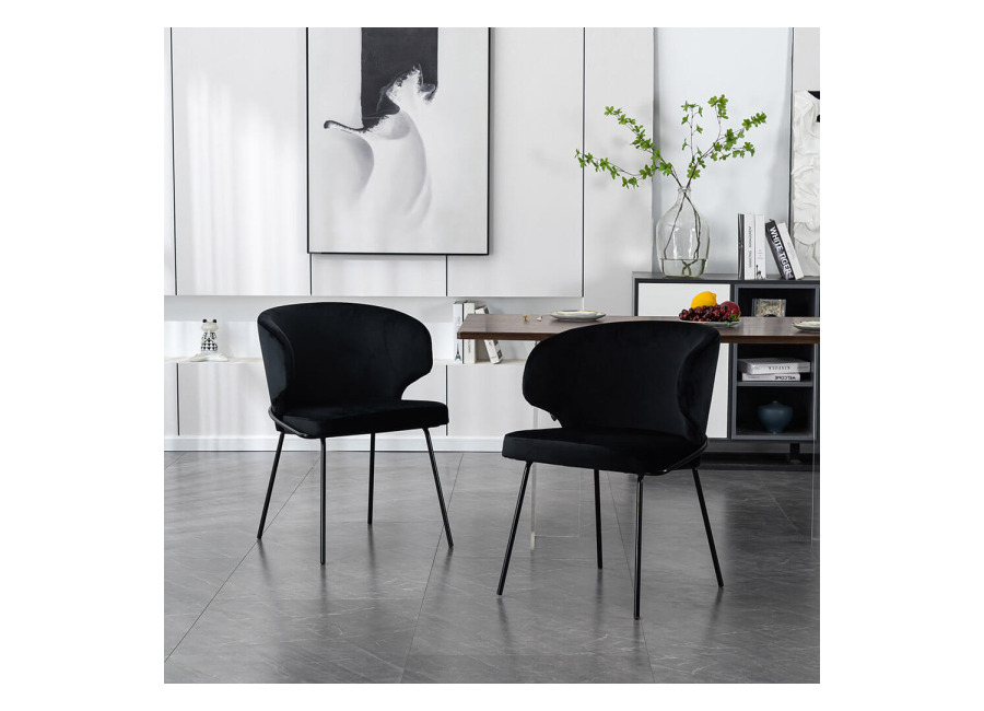 Home Deluxe Silla de comedor de terciopelo AMARA – lote de 8 negro