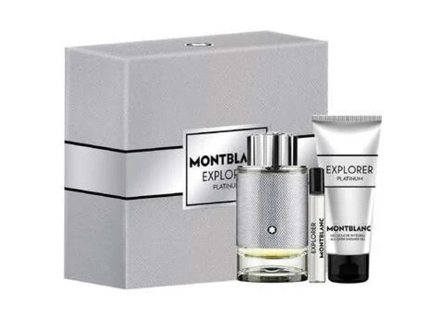 Mont blanc Explorer Platinum Set regalo EDP 100 ml, Gel de ducha 100 ml y miniatura EDT 7.5 ml 100m