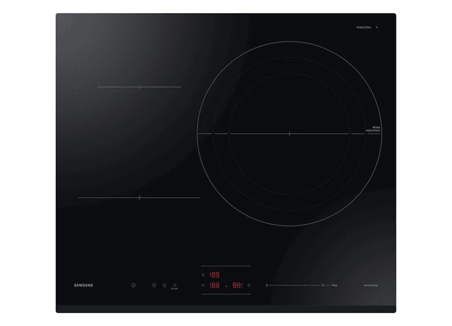 Samsung Placa inducción – Samsung NZ63C4036GK/U1, 3 zonas, zona de 32 cm diámetro, 59 cm, WiFi con SmartThings, Negro