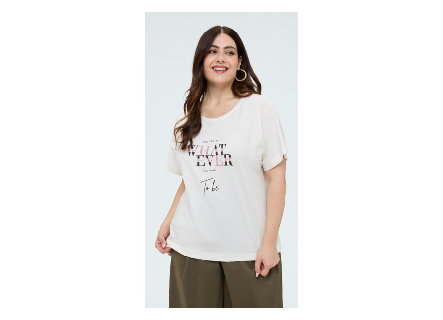 Fiorella Rubino Camiseta de algodón con frase motivaciona