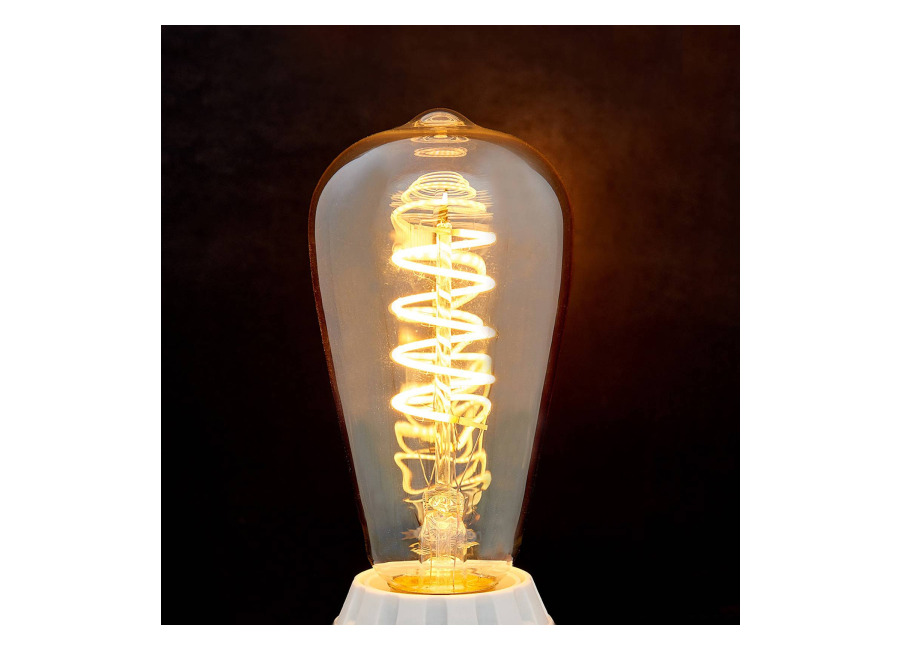 Lindby E27 LED Rustika Curved Line 4W, 1800K, ámbar