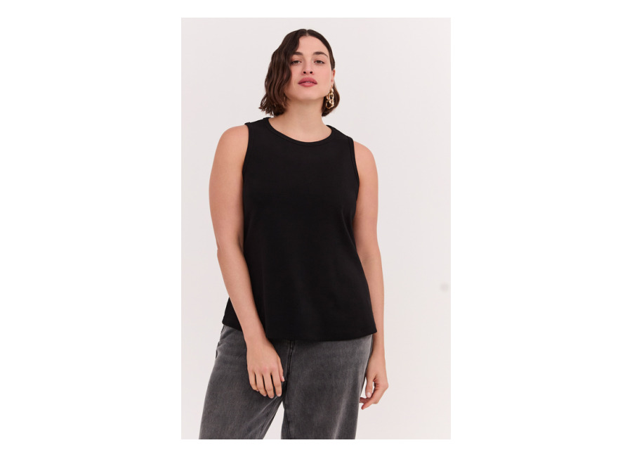 Fiorella Rubino Top de punto de algodón acanalado