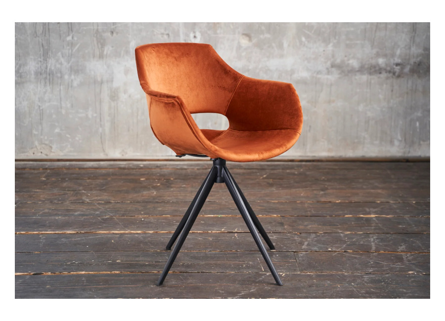 Kawola Silla KAWOLA ZAJA, silla de comedor giratoria de terciopelo, color coñac