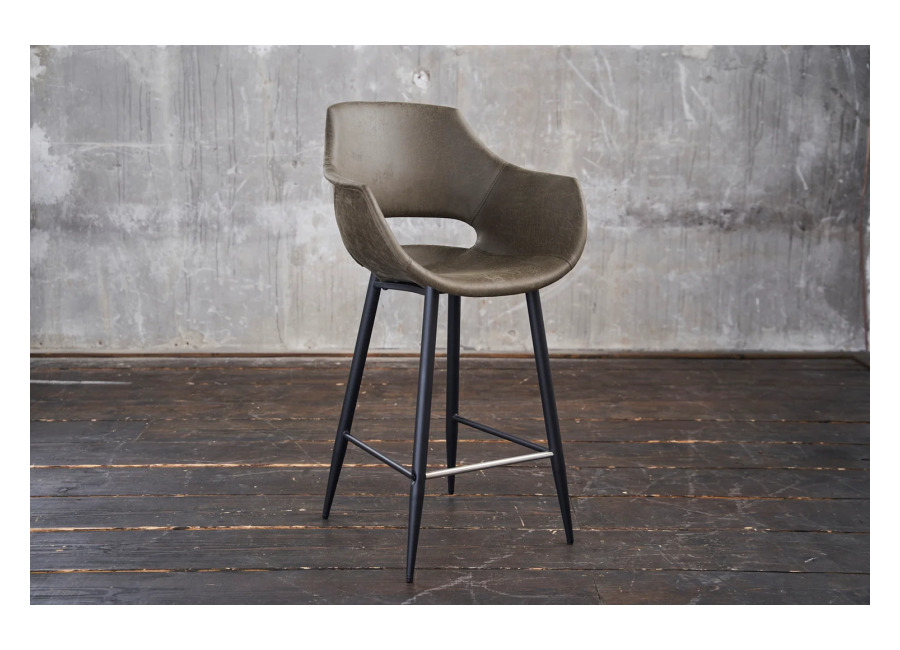 Kawola taburete de bar ZAJA taburete de bar altura del asiento 76 cm microfibra oliva