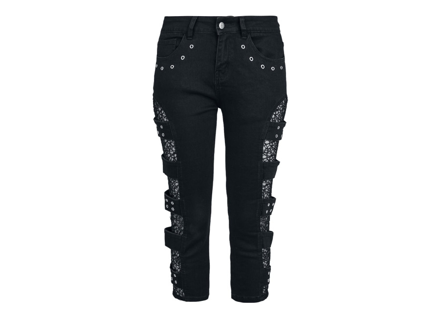 Gothicana by EMP Pantalones cortos Gótico de Gothicana by EMP – Capri Shorts With Mesh Details – 27 32 – para Mujer – Negro