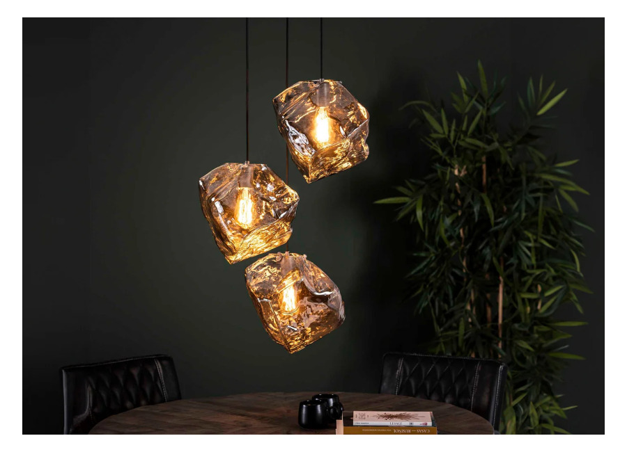 Kawola lámpara colgante EDESSA lámpara colgante 3 puntos de luz cristal plata