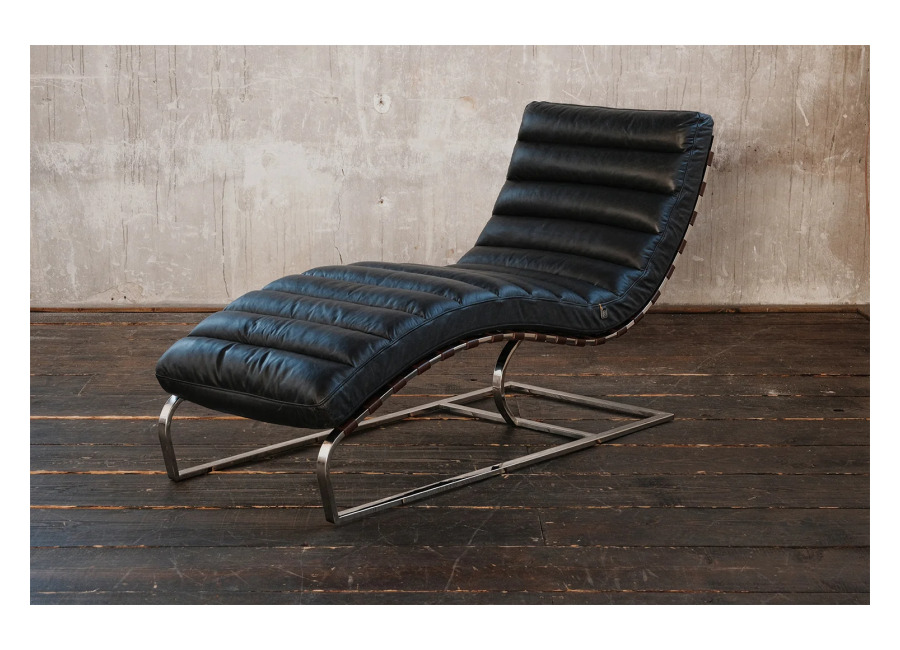 Kawola sillón reclinable SIRY tumbona tapizada cuero negro