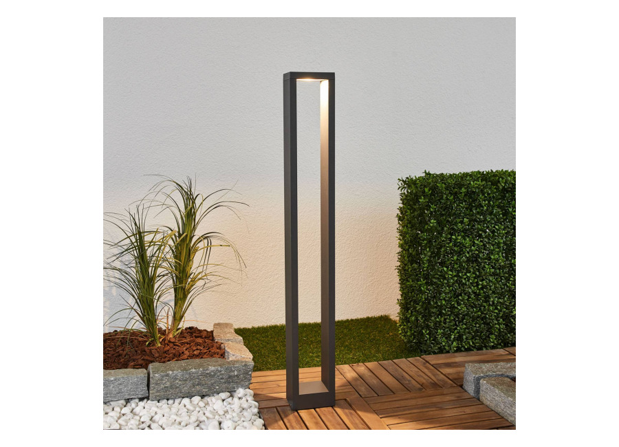Lucande bolardo luminoso LED Jupp, juego de 4, 90 cm, antracita, IP54