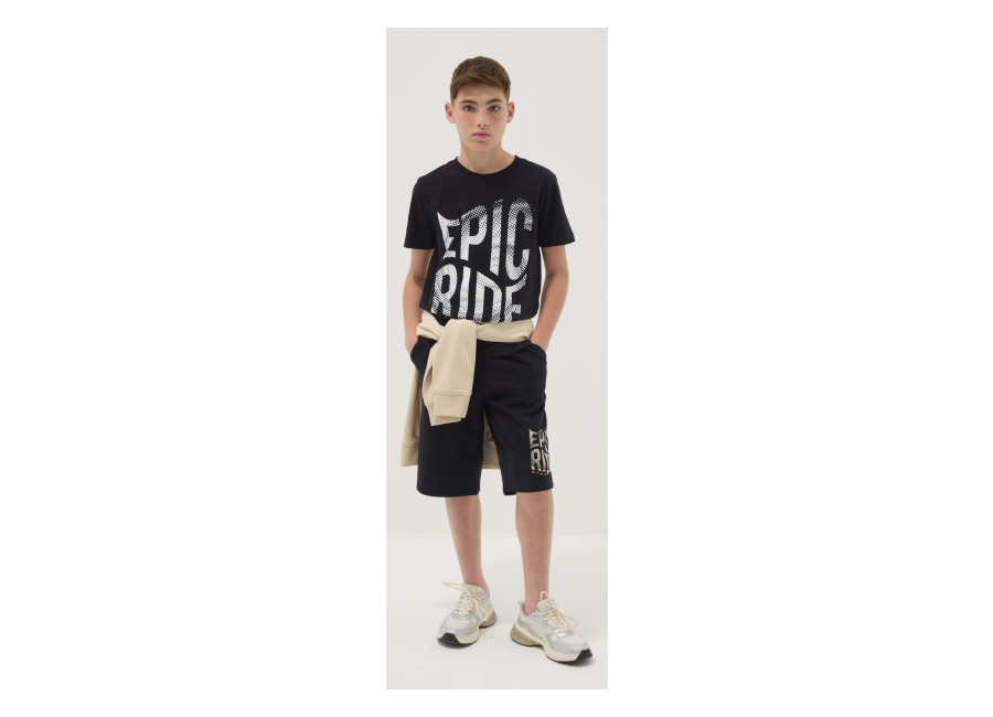 Ovs KIDS Bermudas Negras De Puro Algodón Con Cintura Elástica, Niño, Negro, Talla: 10-11
