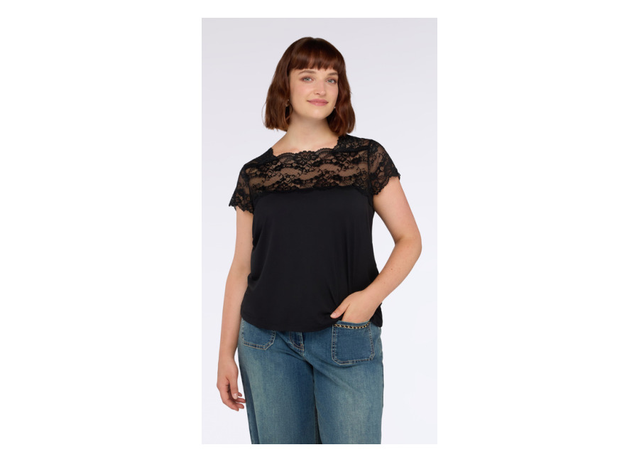 Fiorella Rubino Camiseta de punto con inserto de encaje