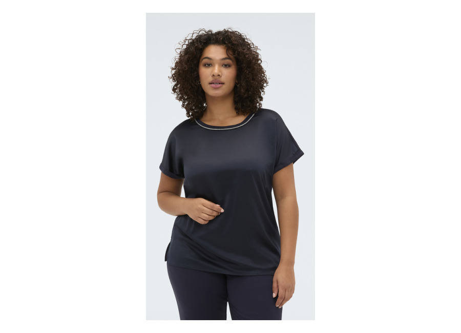Fiorella Rubino Camiseta bimaterial con aplicaciones luminosa