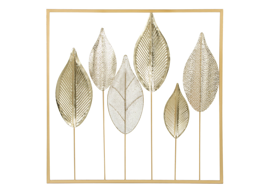 HOMCOM decoración de pared de metal moderna, escultura de pared de metal con hoja única, decoración…