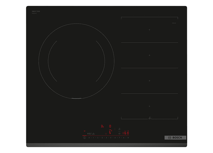 Bosch Placa inducción – Bosch PXJ631HC2E, 2 Zonas Flex, Zona grande 38 cm x 21 cm, Home Connect, Perfect Fry Plus, 59.8 Negro