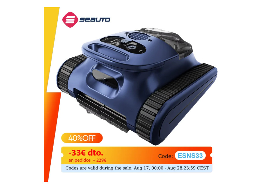 Aspiradora robótica para piscina Seauto Crab Pro, robot para escalar paredes, adecuado para paredes y suelos…