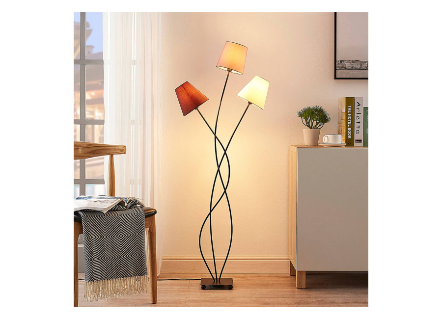 Lindby Melis lámpara de pie, 130 cm, 3 luces, texti