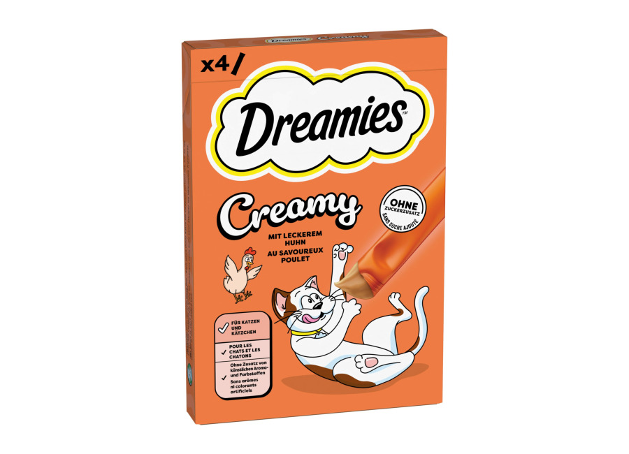 Dreamies Creamy Snacks – Pollo (44 x 10 g) – Pack Ahorro