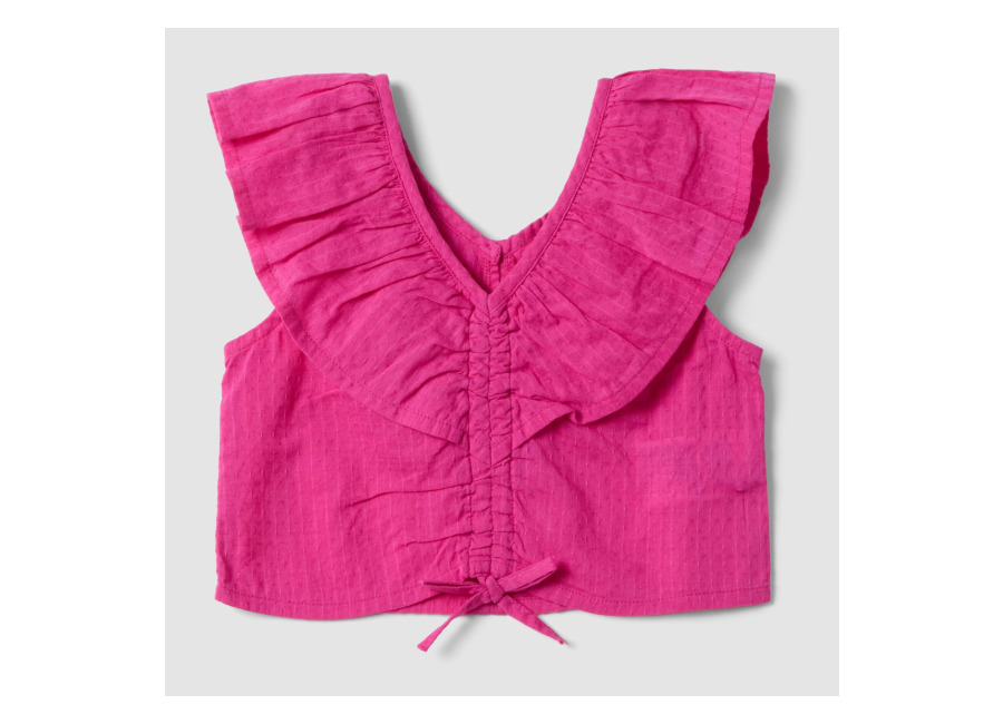 Ovs KIDS Top Rosa De Algodón Puro Con Volantes, Niña, Rosa, Talla: 8-9