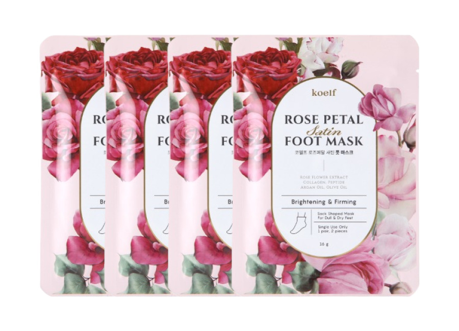 Petitfee Koelf Rose Petal Satin Foot Mask – 16g X 1pc (4ea) Set