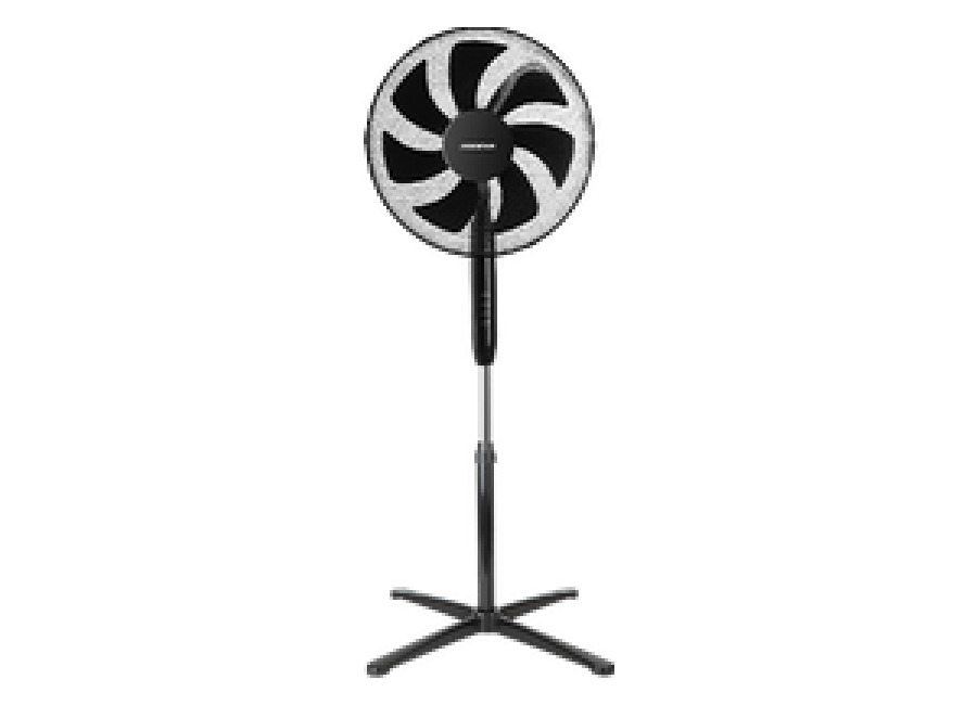 Ventilador de pie, 16 pulgadas, 7 aspas, 3 velocidades, Negro