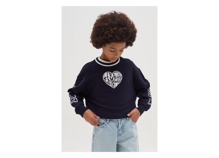 Ovs Sudadera Con Corazón Y Motivo De Texto «live The Campus Party», Niña, Azul oscuro, Talla: 11-12