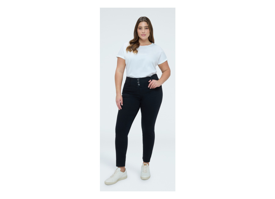 Fiorella Rubino Jeggings en denim negro con botones decorativo