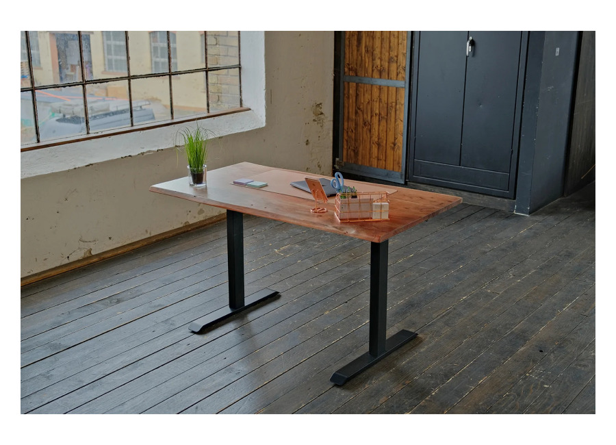 Kawola Escritorio KAWOLA Escritorio eléctrico LORA regulable en altura 180 x 90 cm con borde de árbol de nogal macizo