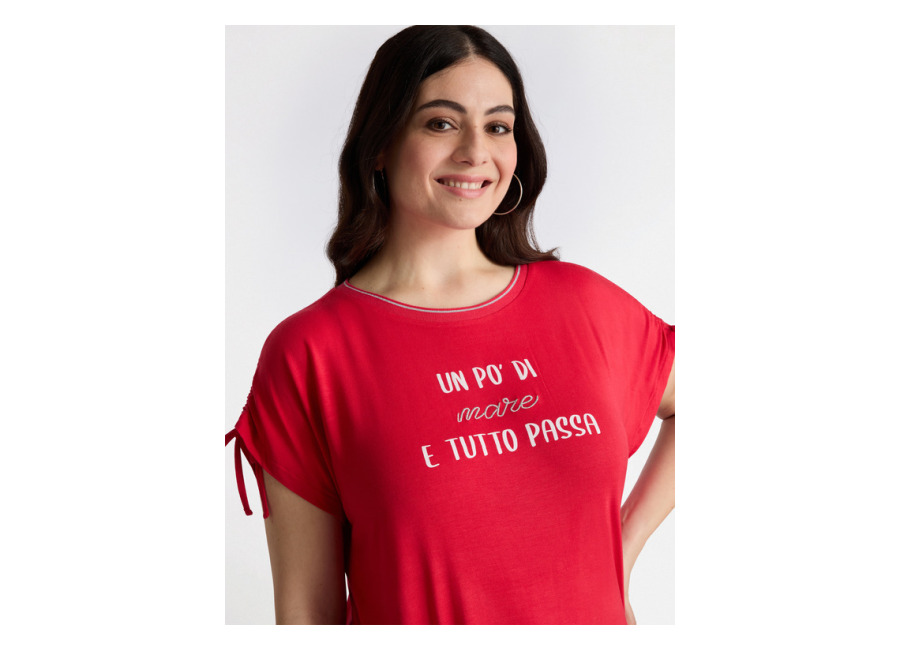 Fiorella Rubino Camiseta bordada en viscosa LENZING™ ECOVERO™