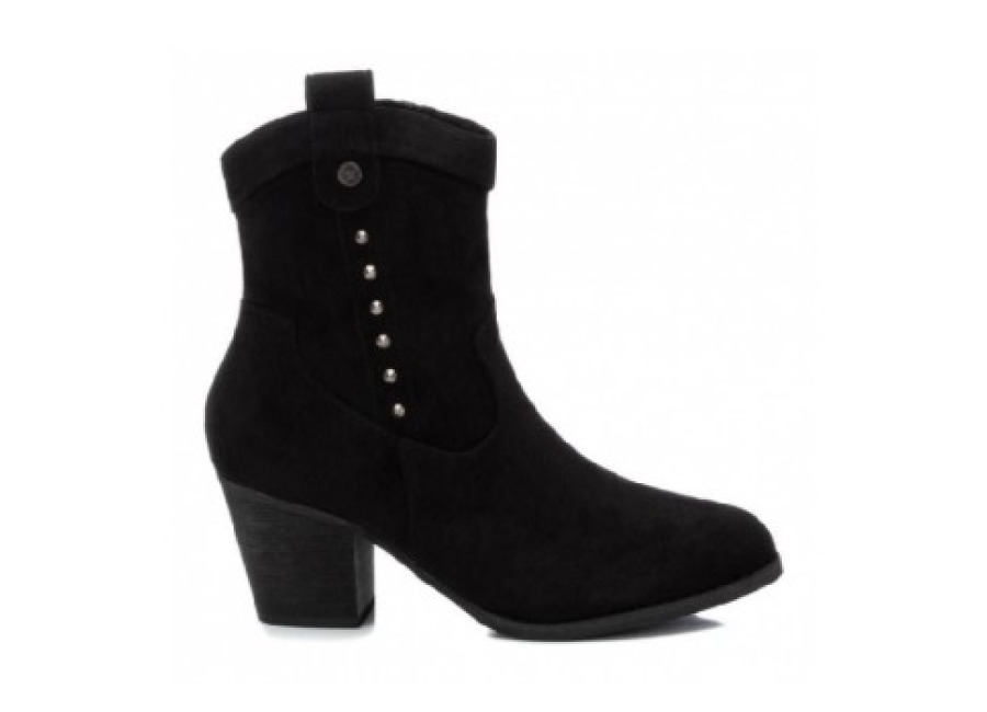 Zapatillas Xti para mujer. 130120 Botines Tachuelas lateral negro – Altura tacón 7cm- (40), 5 a 8cm, Cremallera, Casua