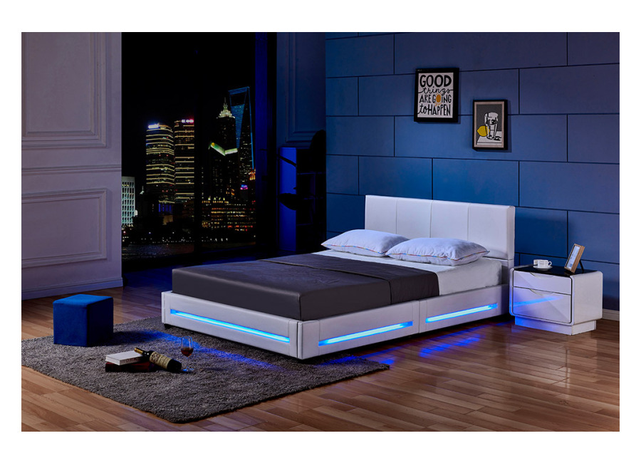Home Deluxe Cama LED ASTEROID – 180 x 200 cm Blanco