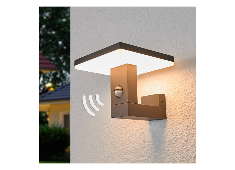 Lucande Aplique LED para exterior Olesia, 15 cm, sensor, IP54