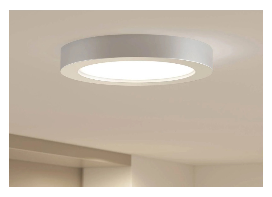 Prios Plafón LED Edwina, plata, 25 cm, CCT, IP44