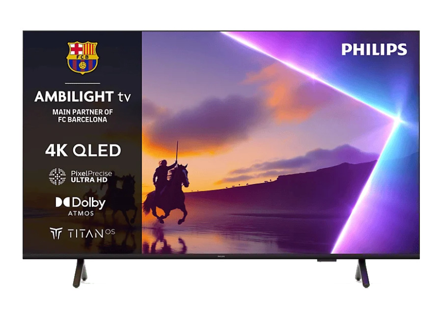 Philips TV QLED 65″ – Philips Ambilight 65PUS8510/12, UHD 4K, Titan OS, Smart TV, Pixel Precise Ultra HD, Dolby Atmos, Negro mate