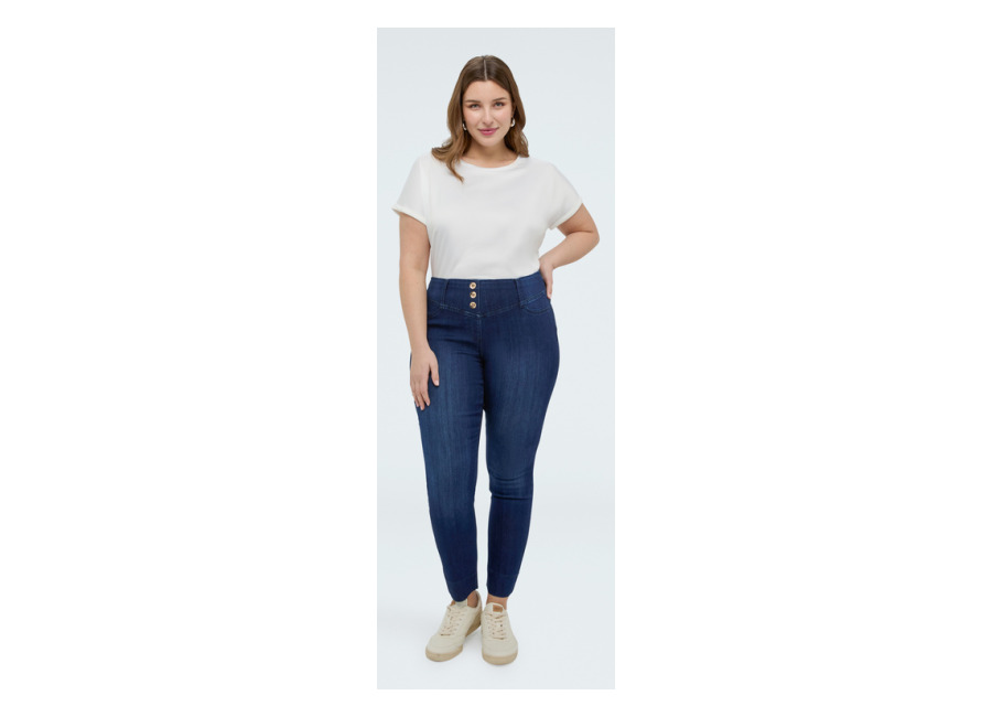 Fiorella Rubino Jeggings azul oscuro con botones decorativo