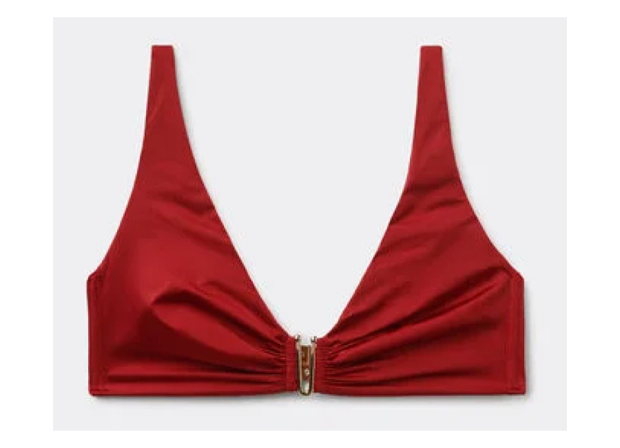 Calzedonia Top Brassiere Bikini Shiny Satin Mujer Rojo Tamaño 2