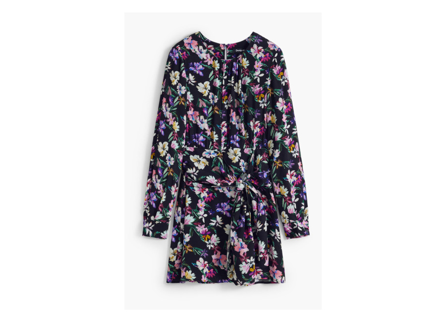 Desigual Vestido corto floral nudo, Viscosa