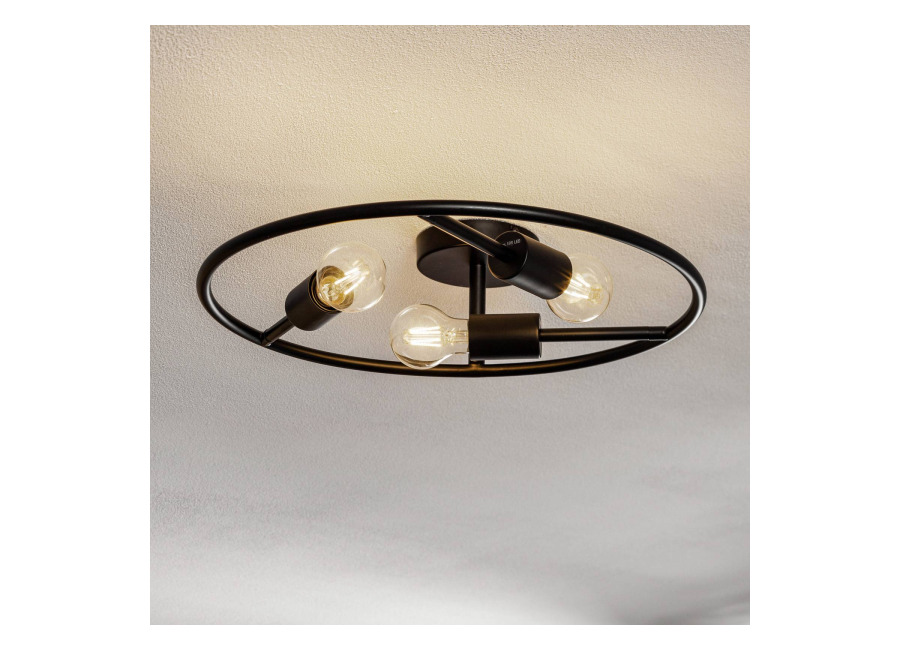 Lucande Linnard plafón de acero, 3 luce