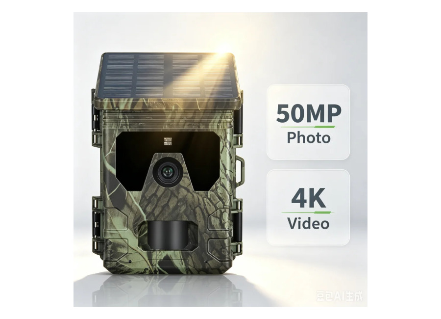 Cámara de Caza con Panel Solar de 50MP 4K, Visión Nocturna Infrarroja, Monitoreo de Vida Silvestre,…