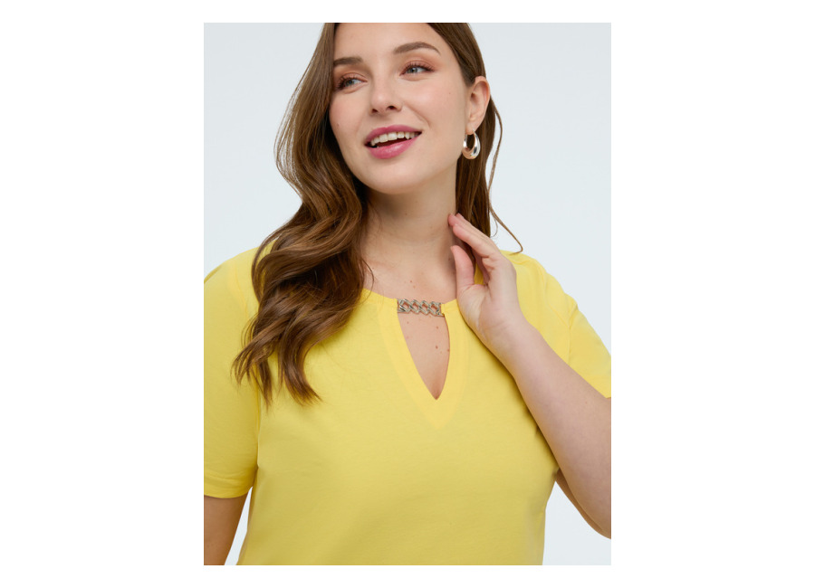 Fiorella Rubino Camiseta de algodón con cadenita dorada
