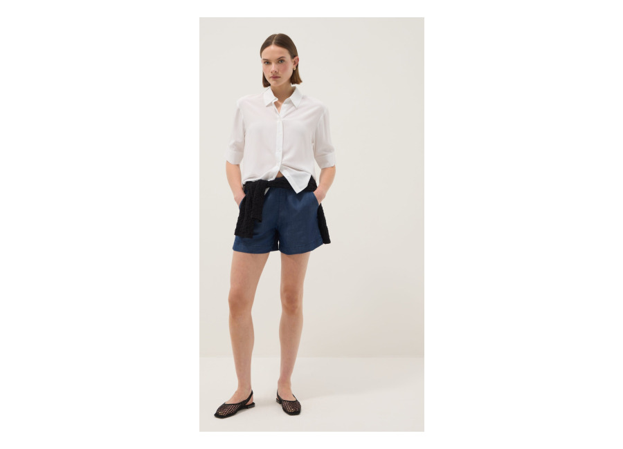 Republic OF DENIM Short Vaquero Azul De Lyocell Puro Con Cintura Elástica, Corte Regular, Mujer, Azul, Talla: 40