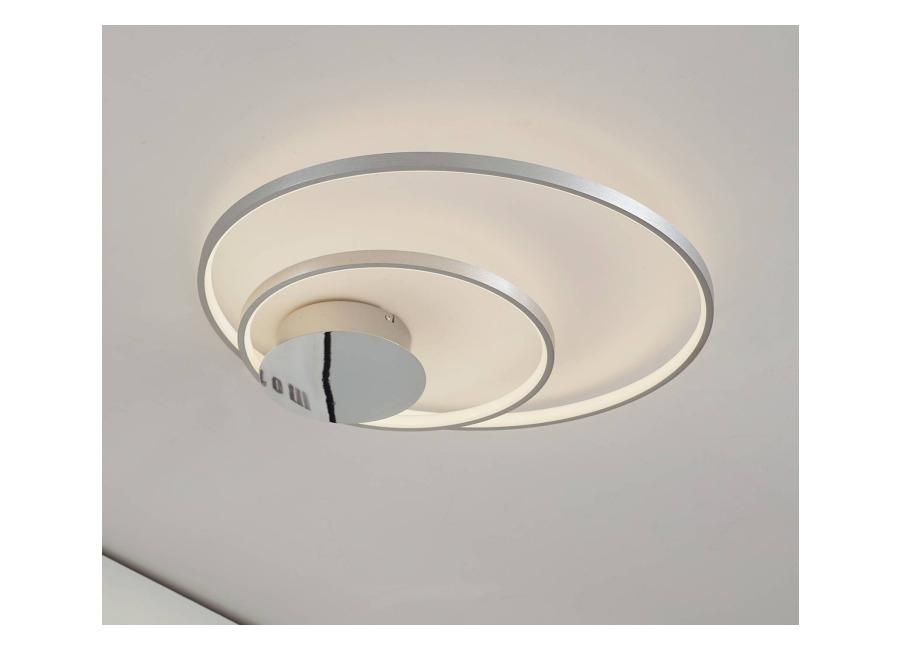 Lindby Plafón LED Lindby Nerwin, 65 cm, redondo, aluminio/cromo